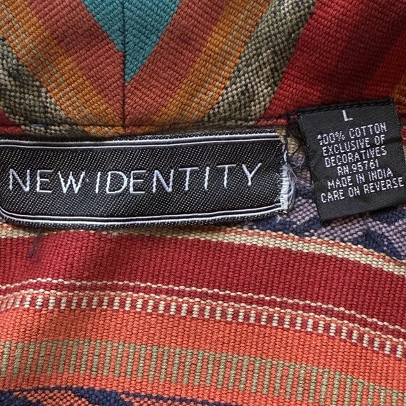 New Identity Womens Striped Woven Jacket Multicolor Bohemian Style Button Front - Picture 5 of 5